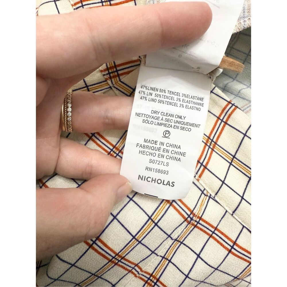 Nicholas Womens Cream Red Relaxed Linen Blend Cargo Plaid Midi Skirt 2 - Picture 5 of 6